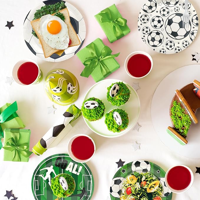 48PCS Soccer Plates 7" Soccer Party Plates Disposable Paper Plates Birthday Party Decorations Party Supplies for Kids Boys Adults
