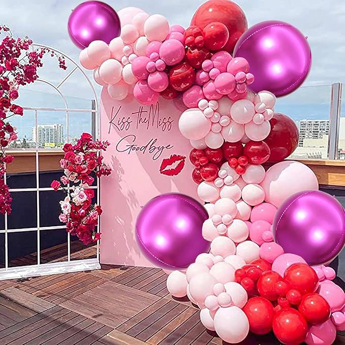 KALOR 10 Pcs 22 Inch Hot Pink Mylar Balloons, Large 4D Giant Round Foil Balloon Big Mirror Metallic Balloons for Birthday Party Baby Shower Gender Reveal Supplies
