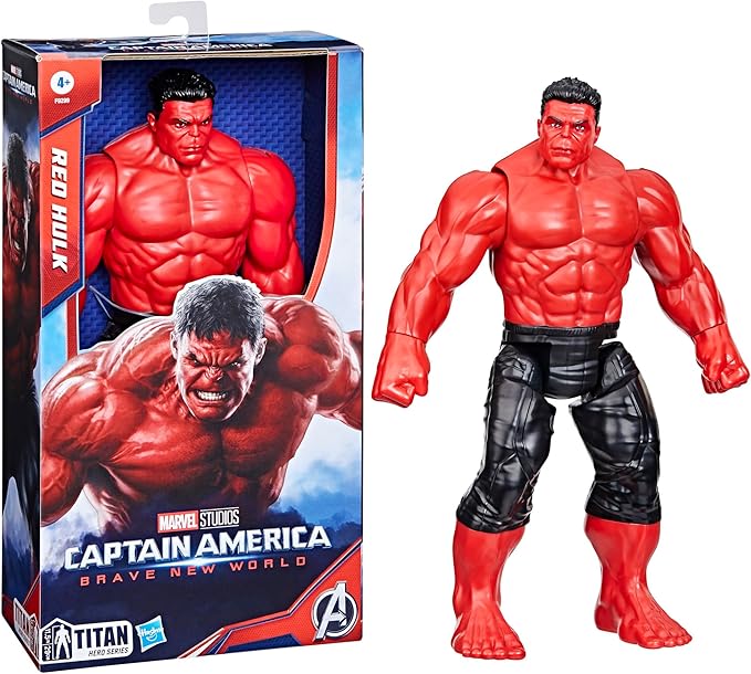 Marvel Studios Captain America Brave New World, Titan Hero Series, 12-Inch Deluxe Red Hulk Action Figure, Super Hero Toys for Kids 4 and Up