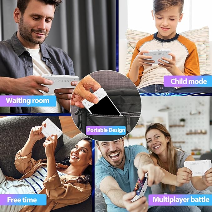 Upgraded XF40H Handheld Game Console, Retro Gaming Console Preloaded Classic Games with Multiple Emulators, 4.0 Inch 4K HD IPS Screen Open Source Linux System, Pocket Video Gaming (White-128G)
