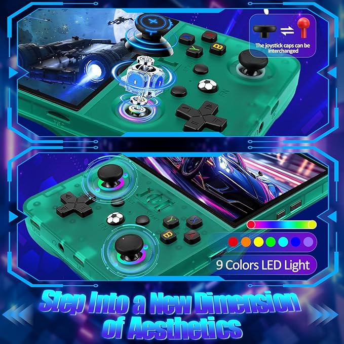 R36MAX2 Retro Gaming Console, 4.5 Inch 4K HD IPS Screen Retro Video Game Console, Handheld Game Console Preloaded 30+ Emulator Games, Linux System, Portable Video Console for Adult