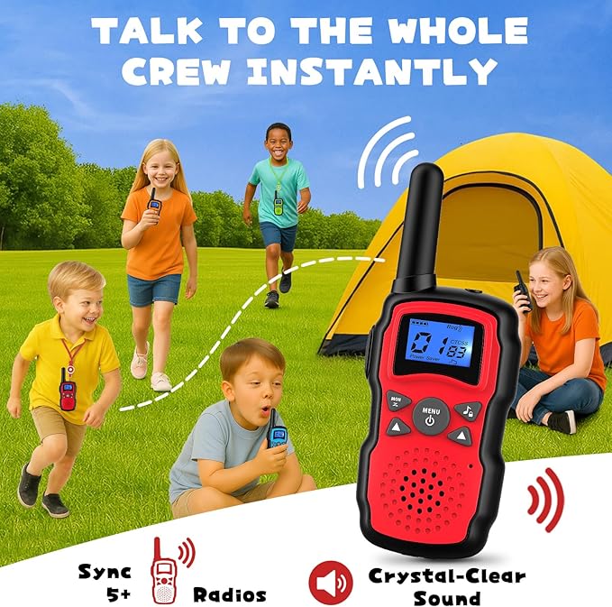 Wishouse Kids Walkie Talkies Rechargeable 3 Pack, Girls Boys Toys Age 7 8 9 10 for Outdoor Camping Adventure Games with Flashlight, Birthday Xmas Gift for 4 5 6 Year Old Children