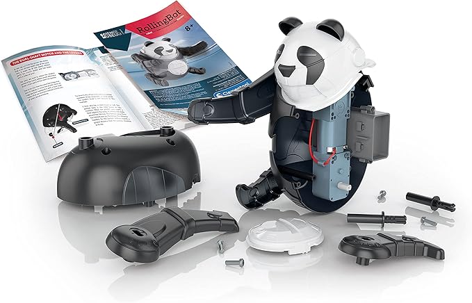 Clementoni- Science Museum Rolling Bot Panda Kit for Kids: Build Your Own Educational Robot Toy, Educational Stem Learning Kit (8+ Years)