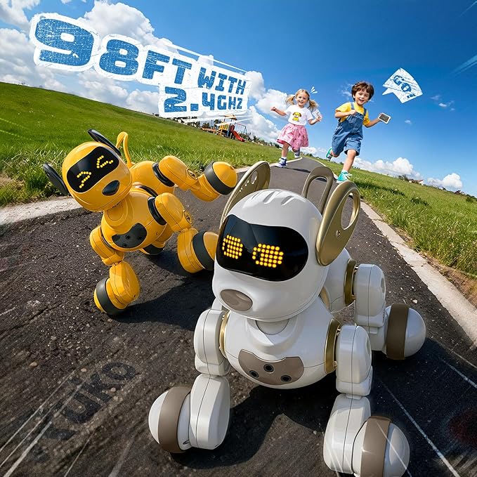 Ruko 18011 Smart Robot Dog, Interactive Puppy with 30 LED Expressions, Programmable Play, 2.4 GHz Remote & Gesture Control, Toy for Kids Age 3+