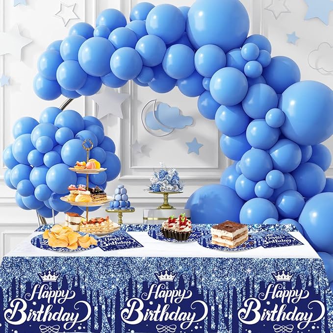 41pcs Navy Blue and Silver Party Supplies ,include 20 Plates, 20 Napkin and 1pcs Tablecloth,Used for Navy Blue and Silver Birthday Party Decoration (BBB)