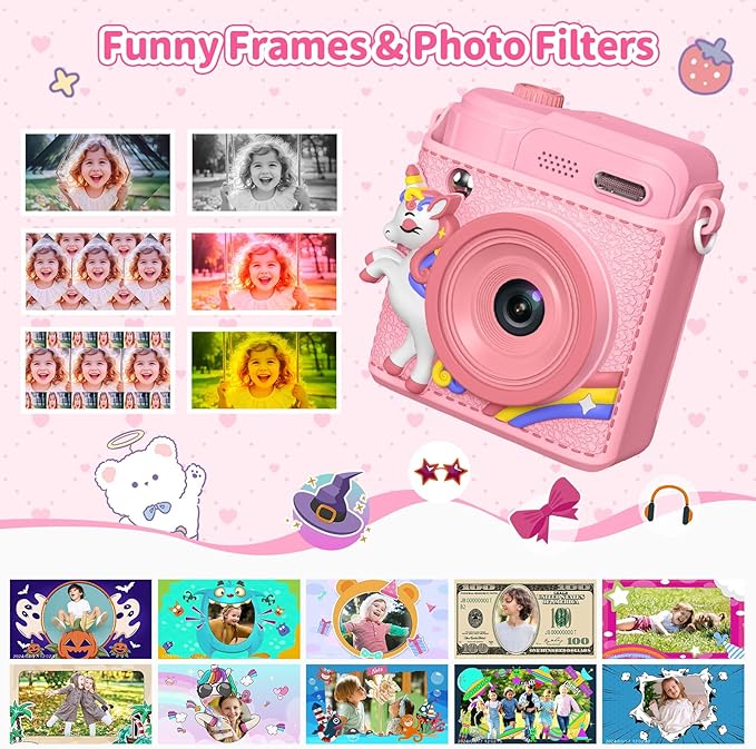 Kids Camera Gifts for Girls Boys - Christmas Birthday Xmas Gift for Girl Boy Age 3 4 5 6 7 8 9 10 11 12 Year Old - Instant Print Digital Toys Ages 3-5 6-8 8-12 Years Olds - Toddler Learning Kid Toy