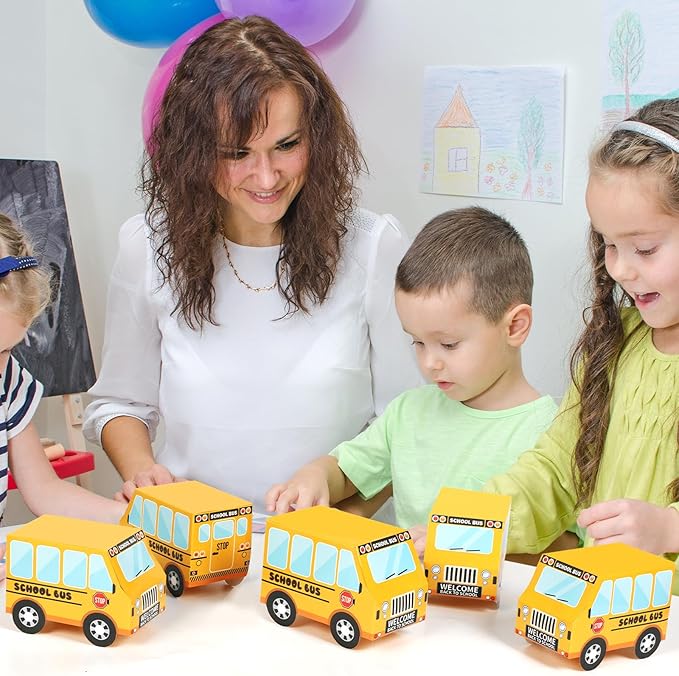 ZOIIWA 24 PCS School Bus Party Treat Boxes School Bus Decorations Back to School Party Favor Boxes First Day of Yellow School Bus Candy Box Birthday Gift Welcome Back to School Classroom Party Decor