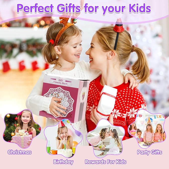 Kids Toys for Ages 5-7 Girls Jewelry Box, Toddler Toys For Girls 8-10, Clip on Earrings Adjustable Rings, Unicorn and Mermaid toy for Pretend Play & Dress up 3 4 5 6 Kids Birthday Christmas Gifts