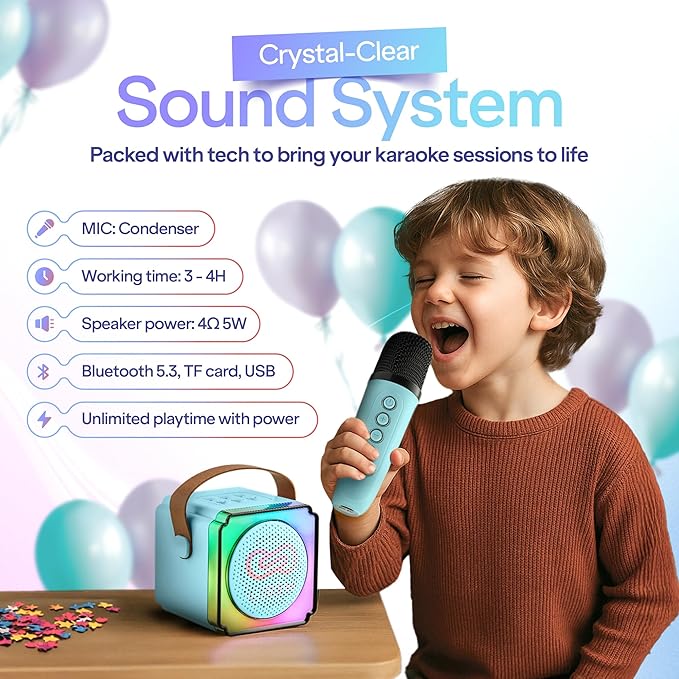 Karaoke Machine for Kids (1, Blue)