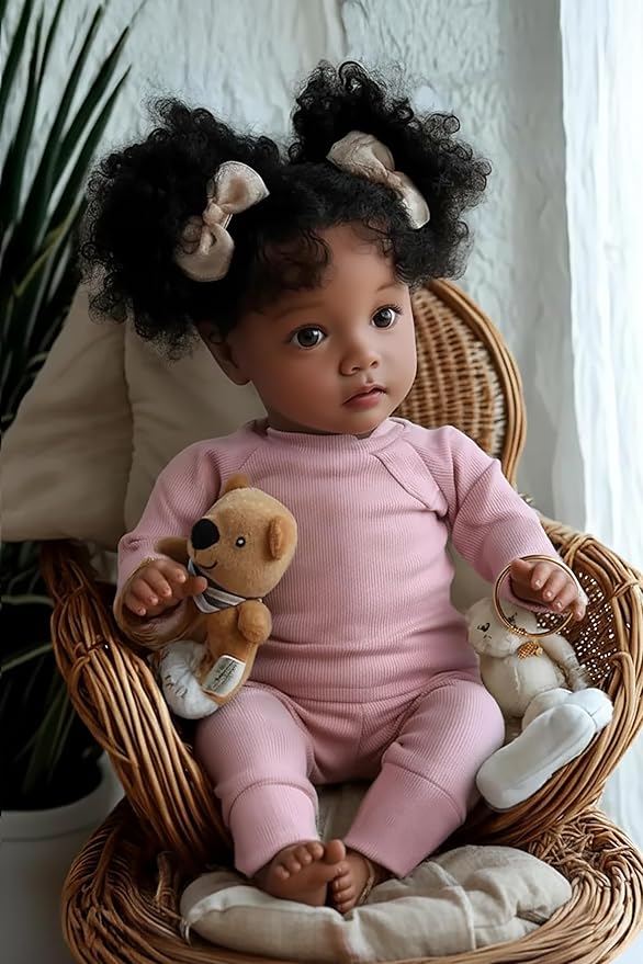 BABESIDE Lifelike Reborn Baby Dolls Black Girl- 20 Inch Soft Body Realistic-Newborn Handmade Real Life Baby Dolls with Clothes and Toy Gift for Kids Age 3+