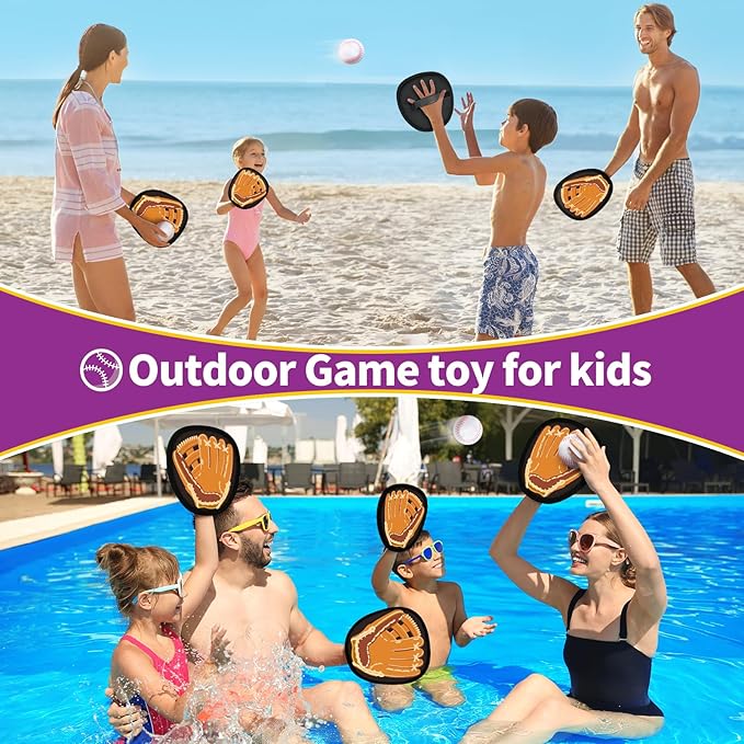 SpringFlower Catch and Toss Game, Outdoor Sport Game Toy for Toddlers Kids, Stick Ball Catch Set Toy Gifts for Boys & Girls,Kids Baseball Beach Outdoor Indoor Pool Game