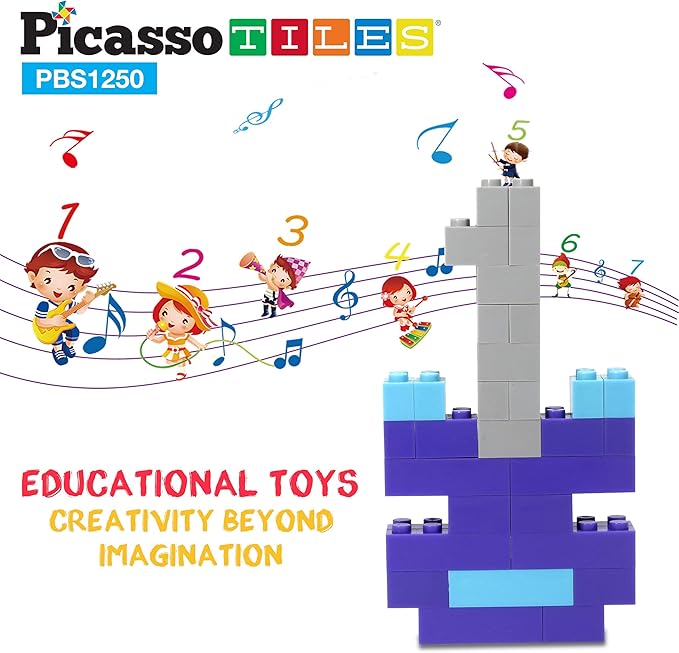 PicassoTiles 1250 PCs Educational Building Block Bricks Tile Set Creative Shapes to Enhance Imaginative Play Unique Set to Characters Learning STEM Toys Washable for Learning Education Ages 3+ PBS1250