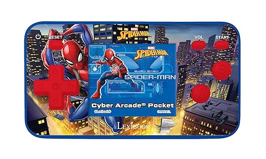 Lexibook Spider-Man Cyber Arcade Pocket Game Console, 150 Games, LCD Screen, Battery Operated, red/Blue, JL1895SP