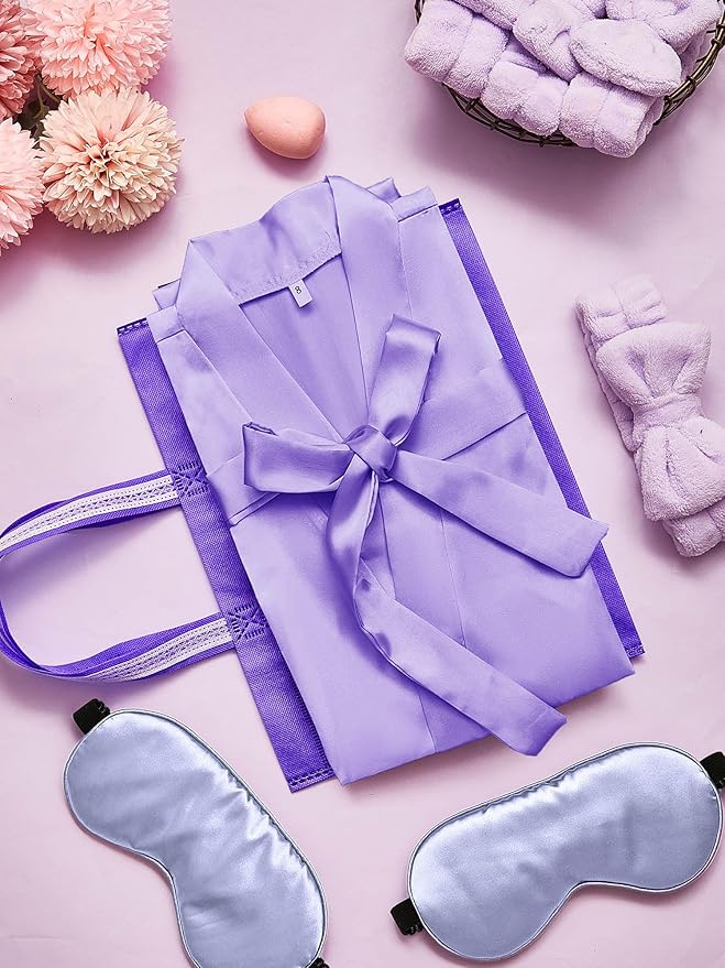 Sintuff 24 Pcs Sleepover Party Supplies for Girls 6 Spa Robes for Girls Slumber Party 6 Tote Bags 6 Headbands 6 Spa Masks