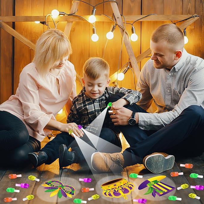 36PCS Mardi Gras Finger Lights Mardi Gras Party Favors Glow in the Dark Light Up Finger Lights Carnival Green Purple Toys Bulk for Kids Birthday Party Goodie Bag Stuffer Birthday Gift Classroom Prize