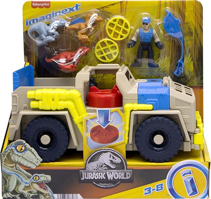 Fisher-Price Imaginext Jurassic World Dinosaur Toys Track & Transport Dino Truck & Figure Set for Pretend Play Kids Ages 3+ Years