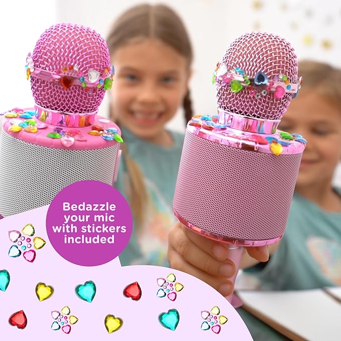 Move2Play, Kids Karaoke Microphone | Includes Stickers & Bluetooth | Kids Birthday Gift | Toy for All Ages 2, 3, 4, 5, 6+ Year Old Girls, Boys & Toddlers (Pink/Purple)