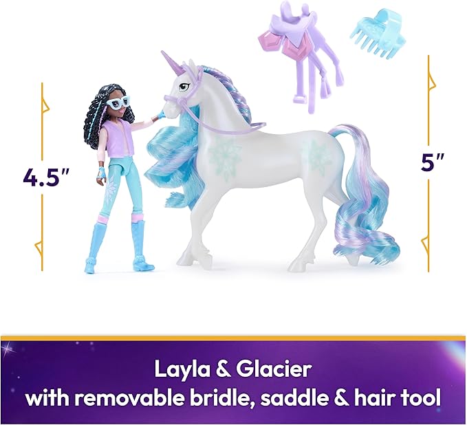 Unicorn Academy, Layla & Glacier with 2 Accessories & Hair Tool, Dolls & Unicorn Toys for Girls Ages 4 and up