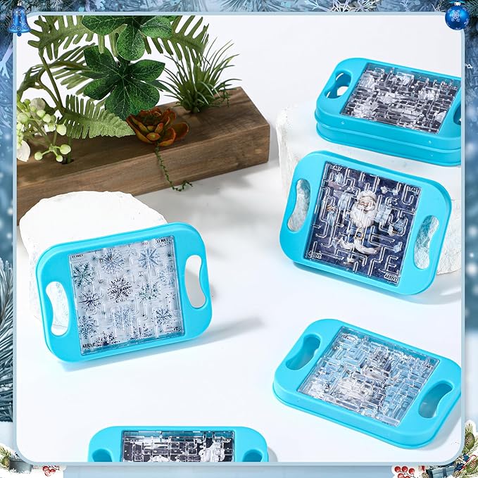 36 Pcs Mini Maze Puzzle Bulk for Kids Small Maze Cubes Game Educational Handheld Puzzle Travel Games Classroom Exchange Gifts for Students Adult(Winter)
