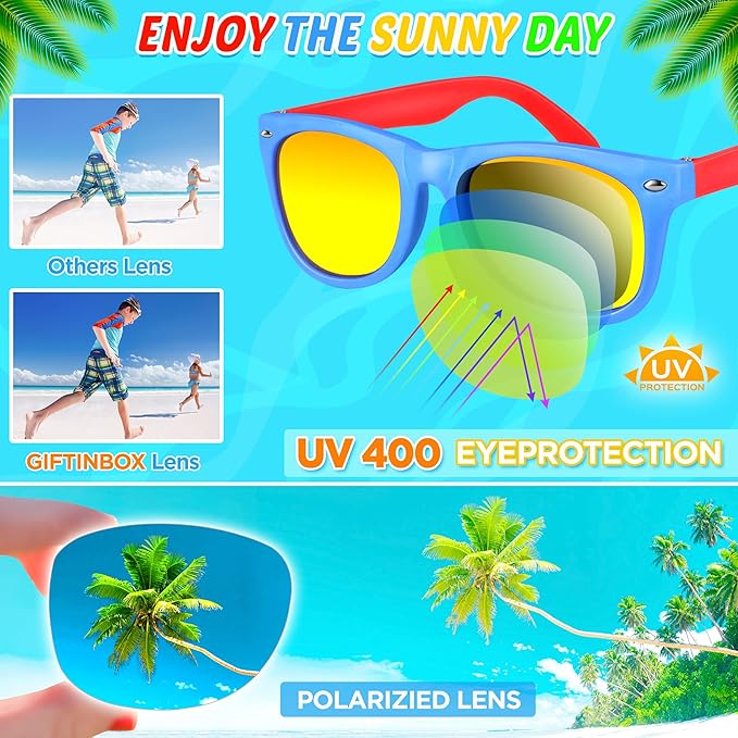 GIFTINBOX Kids Sunglasses Party Favors for Boys & Girls,Neon Toddler Sunglasses bulk with UV400 Protection, Pool Beach Party Favors, Goodie Bags Stuffers for Birthday Party -24pack