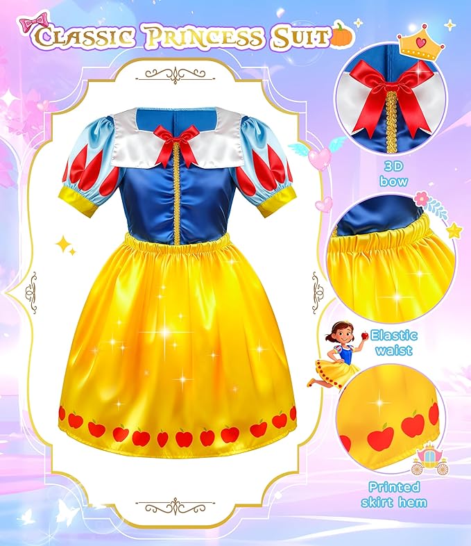 Princess Dress Up Clothes, Princess Dress Up Costume for Toddler Girls, Little Girls Princess Toys, Kids Dress Up & Pretend Play Sets Christmas Birthday Gifts for Kids Grandkids 3 4 5 6 Years