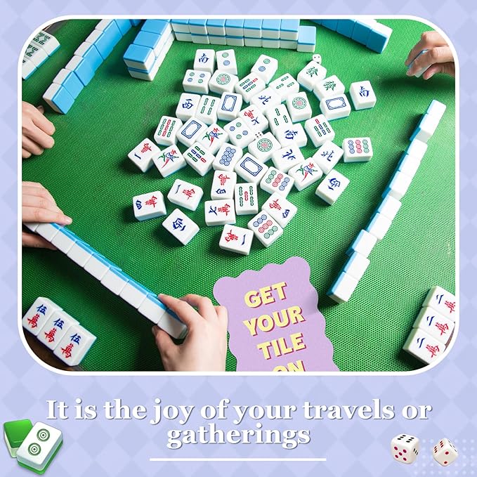 Soulchen 2 Pcs Mahjong Tile Mixer Shufflers for Mixing and Shuffling Tiles Plastic Mahjong Accessories Gifts for Lovers Games Decorative Printed Design (Pink & Purple Style)