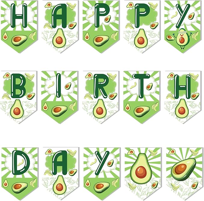 CC HOME 1pcs Avocado Theme Banner Party Supplies for Avocado Fruit Decorations Birthday Party Bunting Banner