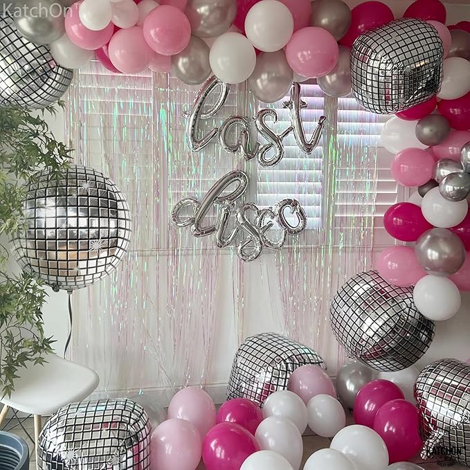 KatchOn, Silver Disco Ball Balloons - Huge 22 Inch, Pack of 6 | 4D Sphere Balloons for Disco Party Decorations | Silver Birthday Decorations | Retro Party Decoration, 70's Theme Party, Anniversary