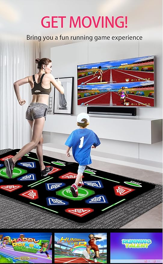 HDMI Musical Dance Mat for Kids & Family, 64GB Memory Card, 1000 Games, 885 Songs & 81 MTVs, Exercise Pad with Dance, Yoga, Running, Aerobics & Puzzle Modes, Soft Flannel Material