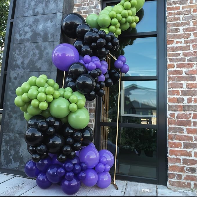 Black Purple Green Balloon Arch Kit, Star Foil Balloons for Kids Boy Monster Theme Birthday Decorations Baby Shower Wedding Anniversary Engagement Graduation Celebrations Party Supplies