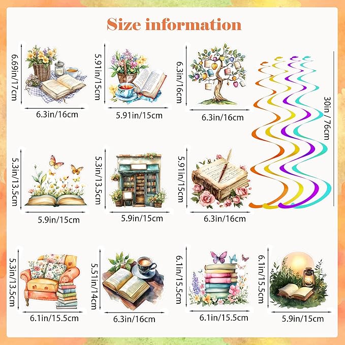 30CT Book Themed Hanging Swirls Party Decorations Vintage Book Party Decor Reading Lover Book Club Ceiling Streamers Book Sign Library Bookworm Supplies for Birthday Baby Shower Reading Party