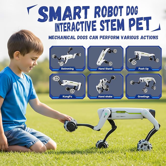 Stunt Robot Dog RC Toys with Wheels for Ages 8-13, Interactive Programmable Voice & Remote Control Pet Robot Toy for 6+ Year Old Kids Boys Girls Birthday Gift