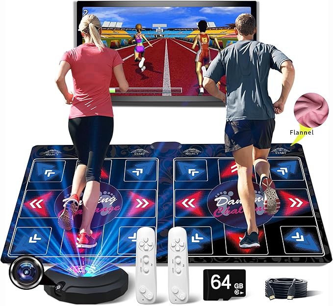 HDMI Musical Electronic Dance mat with a Camera,Including 1000 Games,81 Music Videos,a 64G Large Memory Card,650 Songs, for Single/Double Users, a Luxurious Gift for Girls and Boys