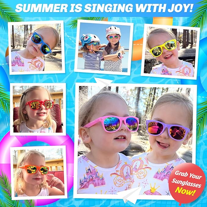 GINMIC Kids sunglasses Party Favors, 12Pack Kids, Boys and Girls Sunglasses Bulk Age 3-8 with UV400 Protection,Party Favors For Kids, Birthday Classroom Goodie Bags Party Supplies