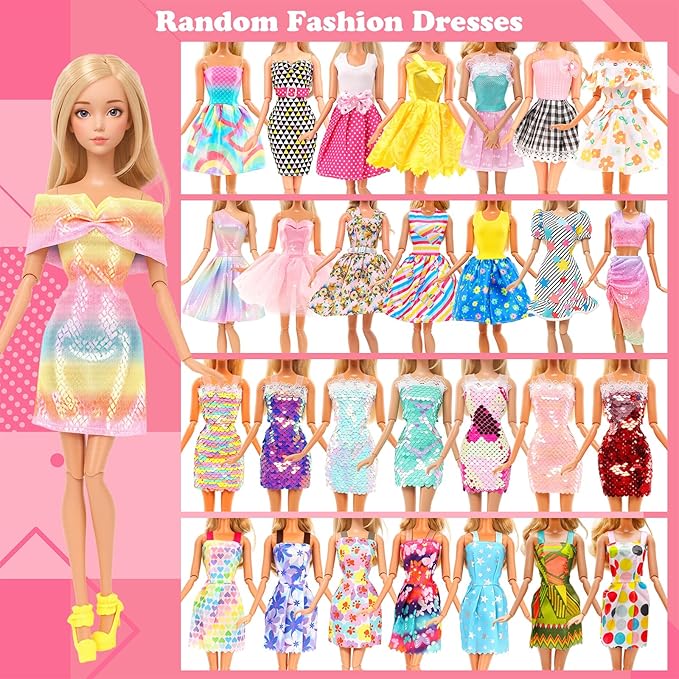 BARWA 116 Pack Doll Clothes and Accessories 5 Wedding Gown Dresses 9 Fashion Dresses Slip Dress 3 Tops 3 Pants 2 Swimsuits Bikini 16 Shoes 15 Hangers and 63 Accessories for 11.5 inch Doll