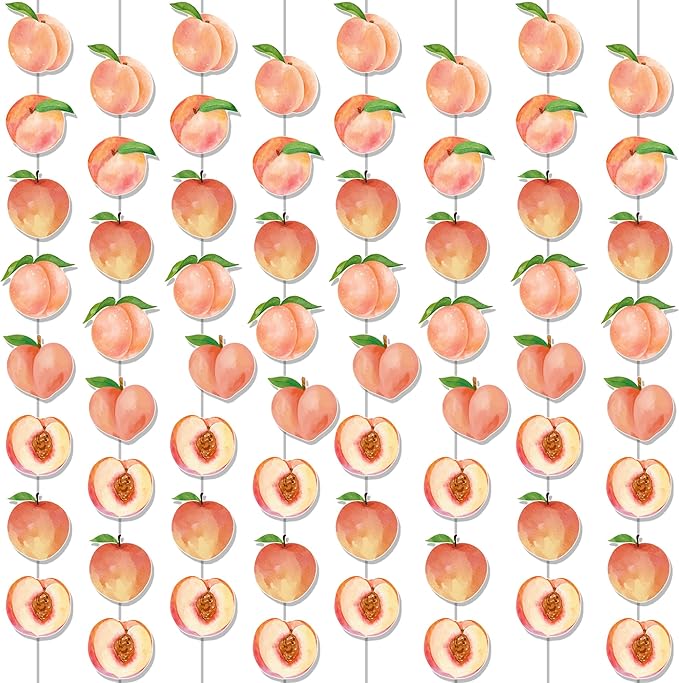 Peach Birthday Party Supplies 8PCS Peach Garlands Sweet as a Peach Decorations Fruit Theme Paper Hanging Garland Banners for Sweet Little is on The Way Baby Shower Wedding Decor