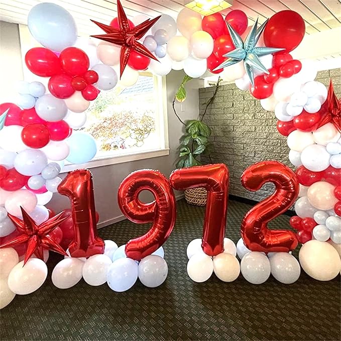 40 Inch Number 9 Balloons for Girls, Red Giant 9th Birthday Party Number Balloons 0-9 Set Decorations for Women Men Anniversary Celebration Graduation Party Decoration Supplies