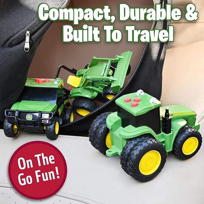 John Deere 3-Pack Set Lights and Sound Realistic 5" Farm Vehicles, 7R Series Tractor, 6105M Tractor and Gator