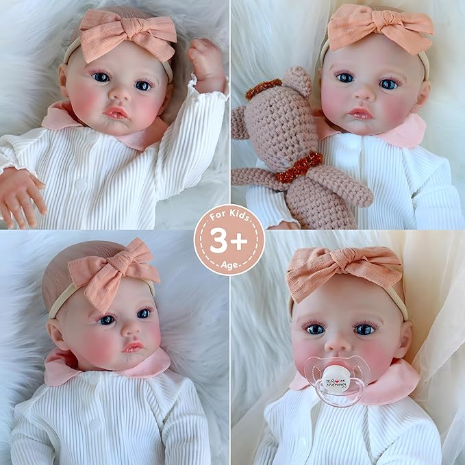 Realistic Reborn Baby Dolls-18 Inch Real Life Baby Dolls Girl Lifelike Baby Doll with Accessories for 3+ Years Old (White)