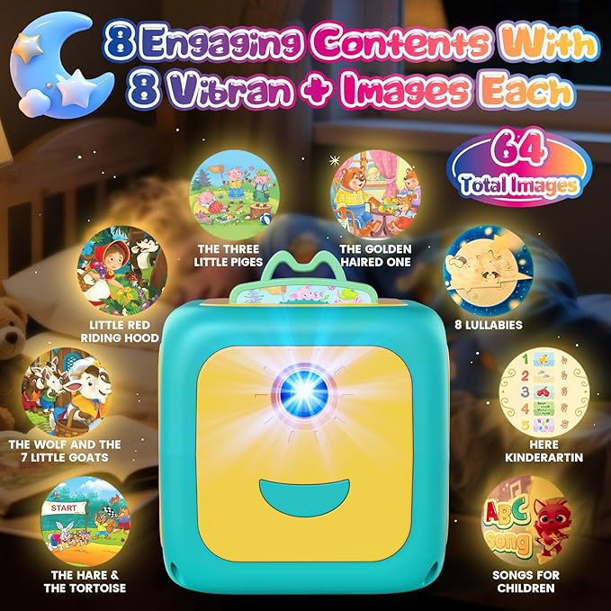 Kids Story Projector for Toddlers, Story Dream Machine Storybook Projector with Educational Stories, Music, Auto-Off Nightlight, Bedtime Learning Toy Birthday Gift for Kids Girls Boys Aged 3+