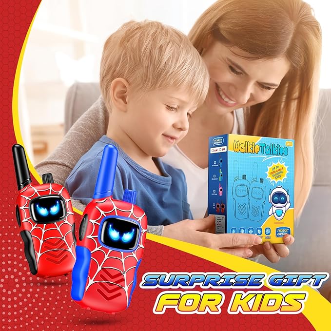 Walkie Talkies Toys for Kids Ages 3-8 Gifts Walkie Talkies with Glowing Eyes for 3 4 5 6 7 8 Year Old Boys Kids Toddlers Birthday Gift Outdoor Camping Toy for Boy Kid Toddler Age 3-5 5-7 4-6