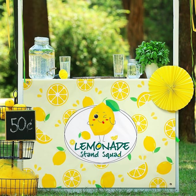 45" x 31" Lemonade Tablecloth for Lemonade Stand Supplies Lemon Table Cover for Kids Lemon Party Supplies Summer Beach Picnic Birthday Party Decorations(Yellow)