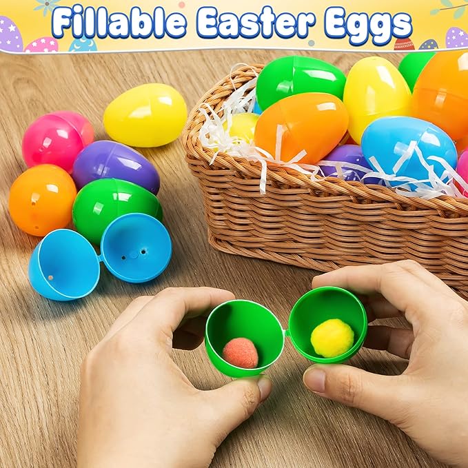 1000 PCS Plastic Easter Eggs Bulk, 2.4" Empty Easter Eggs in 8 Colors, Fillable Easter Egg for Easter Hunt, Basket Stuffers Fillers, Classroom Prizes, Party Favors Supplies Decoration