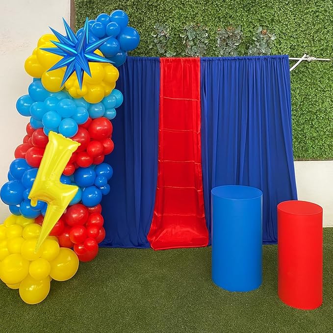 Red Blue Yellow Balloons, 12 Inch Light Blue Red Yellow Confetti Balloons with Star and Foil Balloon for Boy Birthday Party Graduation Baby Shower Decorations