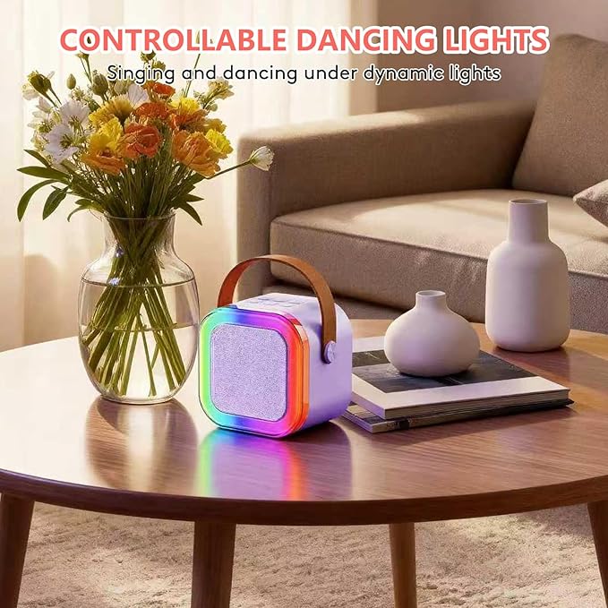 Mini Karaoke Machine for Kids: Portable Singing Machine with 2 Wireless Microphones - Christmas Birthday Gifts for 4 5 6 7 8 Year Old Girls