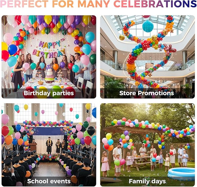LovesTown 110PCS Assorted Colors Rainbow Balloons, Multicolor Latex Balloon for Birthday Baby Shower Graduation Engagement Anniversary Wedding Party Supplies Garland Arch Decoration,12 Inches