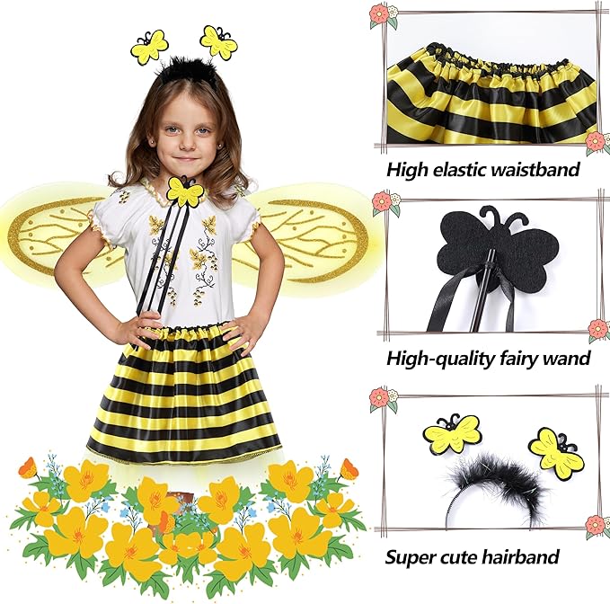 Seawhisper Princess Girls Dress Up Trunk Clothes for Kids Toddler Pretend Play Ladybug Bee Butterfly Costume Accessories
