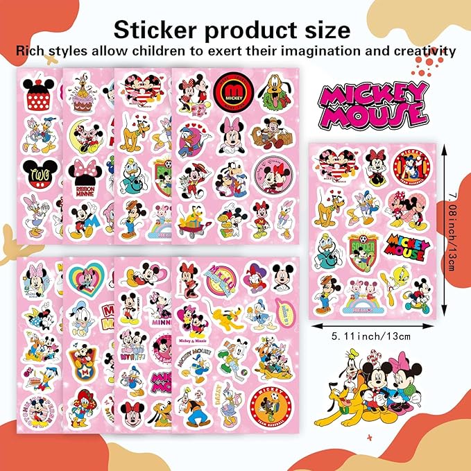 Mouse Stickers, Scrapbooking, 32 Different Sheets, Teacher Reward Stickers Prizes, Mouse Themed Birthday Party Favors Supplies，Recommended Age 18(Style B)