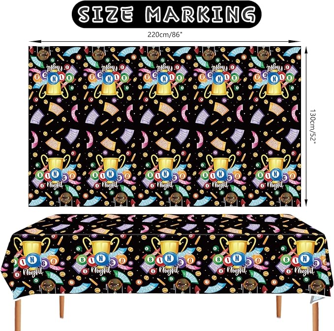 4 Pack Bingo Party Tablecloth Decoration - Bingo Party Decorative, Bingo Night Tablecover Table Cloth, for Game Night Supplies (51 x 86 Inches)