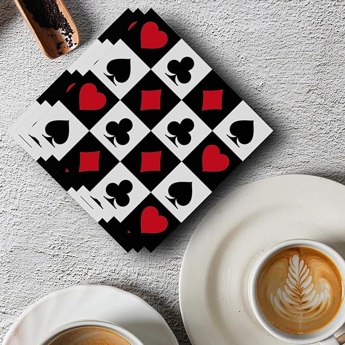 40Pcs Casino Poker Card Party Napkins Las Vegas Theme Party Paper Napkins Disposable Party Napkins Set Texas Holdem Paper Luncheon Napkins Casino Poker Card Theme Party Supplies